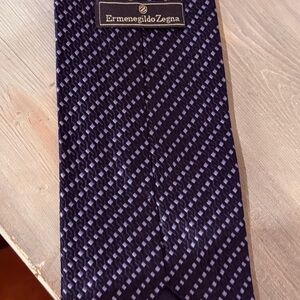 Ermenegildo Zegna Dark Blue Patterned Tie